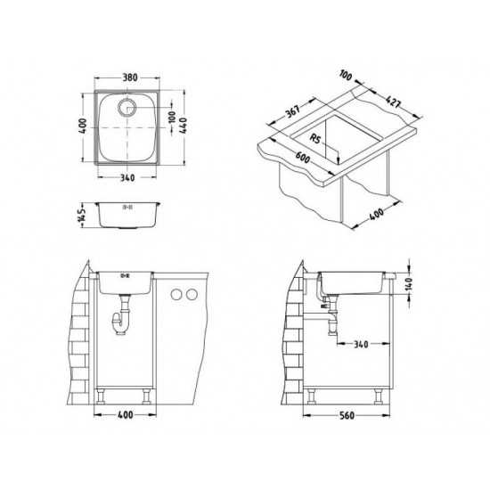 ALVEUS BASIC 10 NAT-90 380X440 1X  нерж.сталь