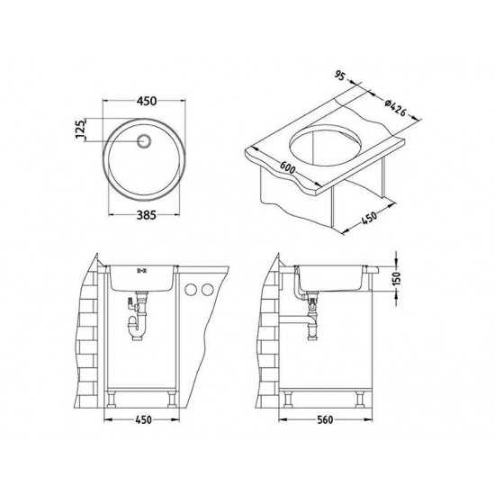 ALVEUS FORM 10 NAT-60 FI 450 1X нерж.сталь мойка
