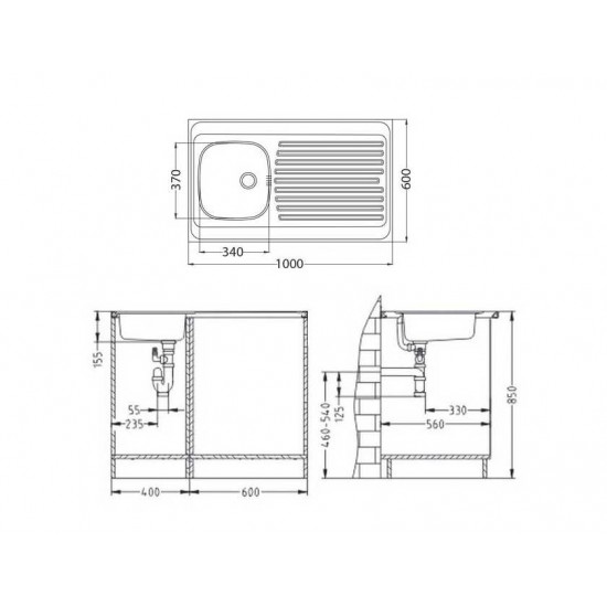 ALVEUS CLASSIC 70 NAT 1000X600 1X нерж.сталь