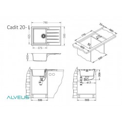 ALVEUS GRANITAL CADIT 20 CONCRETE - G81 790 X 500 серый