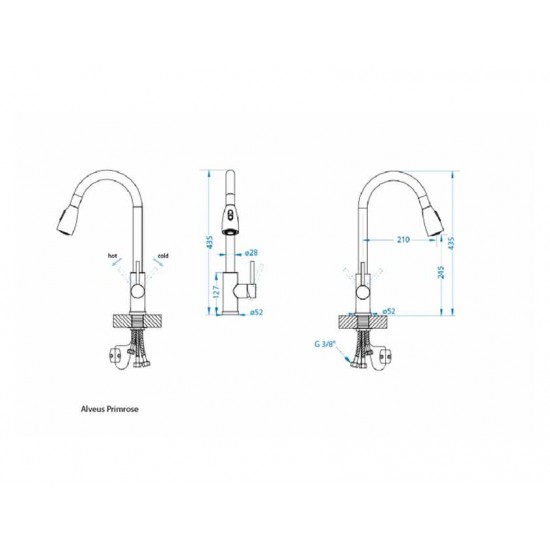 ALVEUS PRIMROSE PS SAT нерж. сталь смеситель (выдвижной излив)