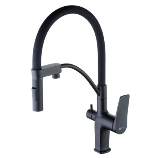 Смеситель для питьевой воды Lemark Bronx с гибким изливом черный LM3761BL