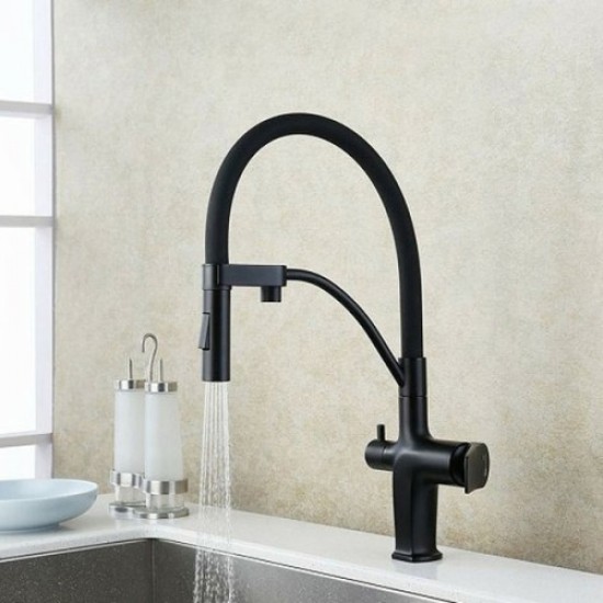 Смеситель для питьевой воды Lemark Bronx с гибким изливом черный LM3761BL