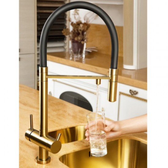 Смеситель для питьевой воды Omoikiri Kanto PVD-LG светлое золото/черный 4994014