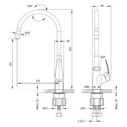 Смеситель для кухни Lemark Linara с гибким изливом хром/черный LM0415C-Black