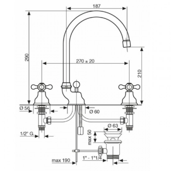 Смеситель для раковины Emmevi Deco Classic 12043