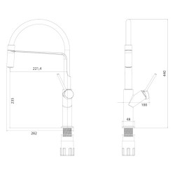Смеситель для кухни Omnires Vita с поворотным выдвижным изливом черный VI6350BLBL