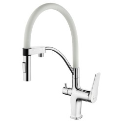 Смеситель для питьевой воды Lemark Comfort с гибким изливом хром/белый LM3074C-White