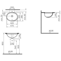 Раковина VitrA Arkitekt 47 см под столешницу 6039B003-0012
