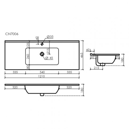 Раковина Sancos Element 121 см прямоугольная белая CN7006 Staron