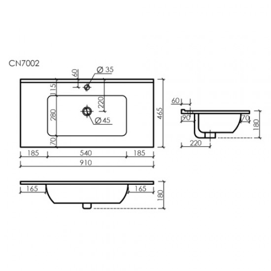 Раковина Sancos Element 91 см белая CN7002 Staron