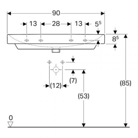 Раковина Geberit Smyle Square 90 см белая 500.251.01.1 Staron