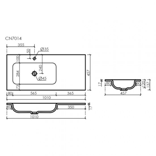 Раковина Sancos Element 101 см чаша слева CN7014 Staron
