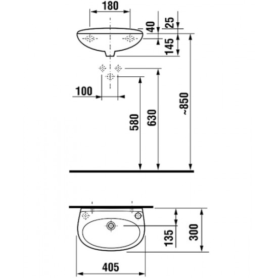 Раковина Jika Lyra 40 см отверстие под смеситель слева 8.1527.1.000.105.9 Staron