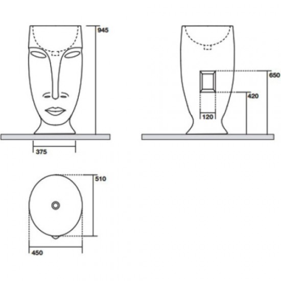 Раковина напольная Kerasan Artwork Moloco белая 474001