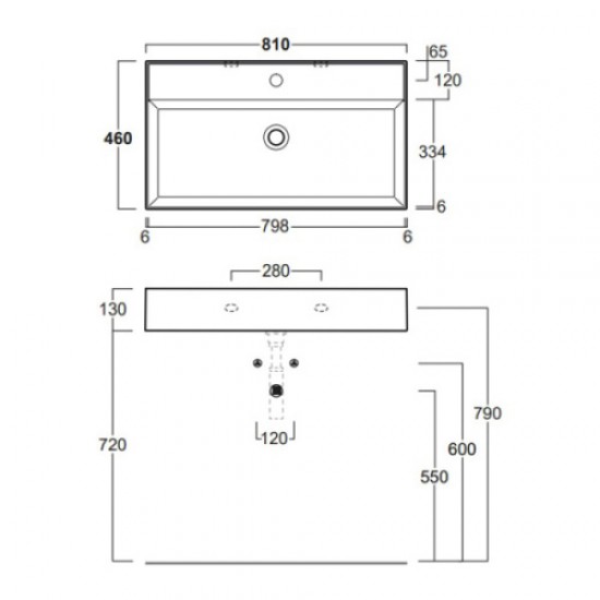 Раковина Simas Agile 81 см подвесная AG81 bi*1 Staron