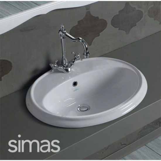 Раковина Simas Arcade 61 см белая, с 1 отверстием под смеситель AR 859 BI Staron