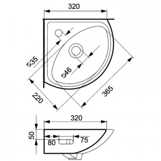Раковина Cersanit Sigma 36 см угловая P-UM-Sg/1