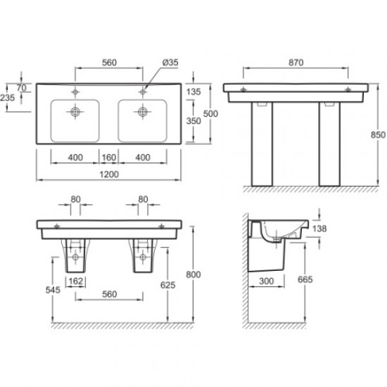 Раковина двойная Jacob Delafon Odeon Up E4730-00 Staron