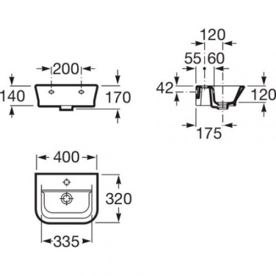 Раковина Roca The Gap 327478000 40х32 см Staron