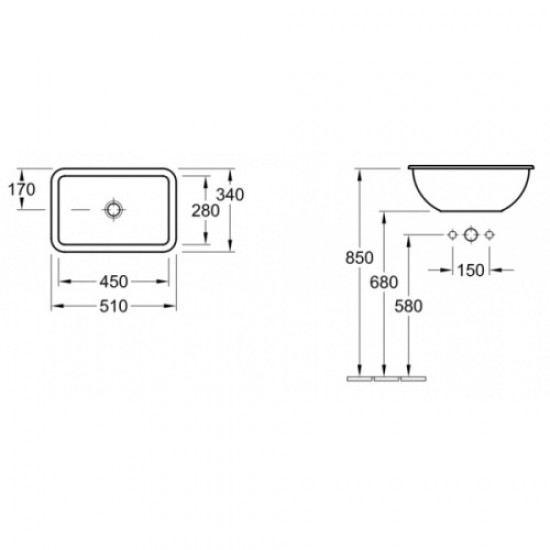 Раковина встраиваемая Villeroy & Boch Loop & Friends 614510  см Staron
