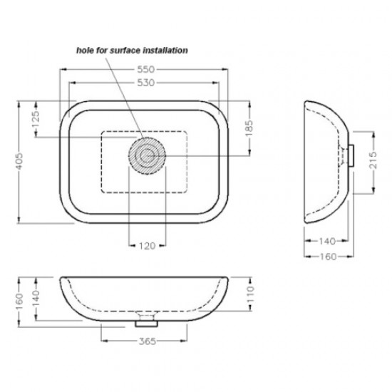 Раковина Hatria Happy Hour Y0QQ01 55х40 см Staron