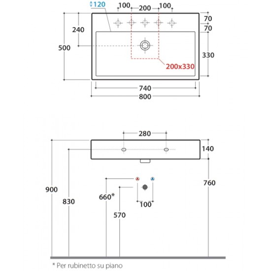 Раковина накладная Globo Classic SCQ81 Staron