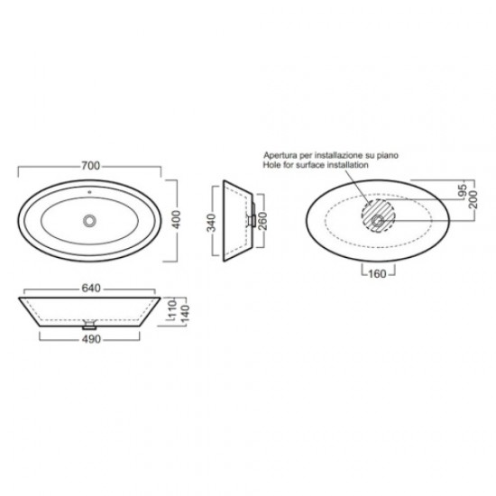 Раковина Hatria Happy Hour Y0M901 70х40 см Staron