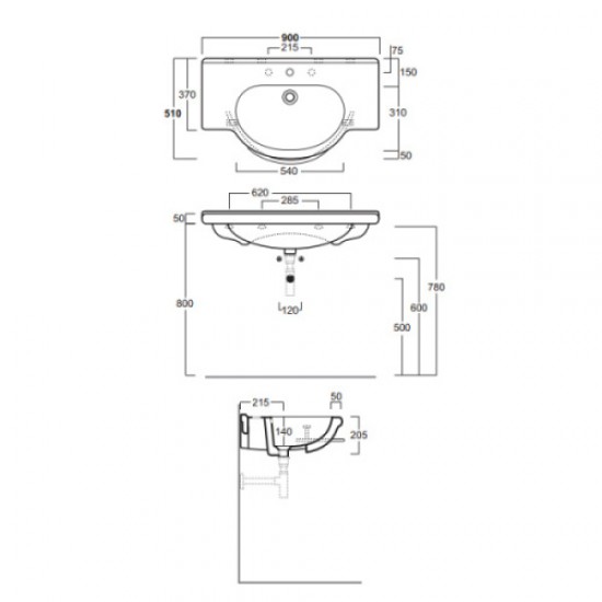 Раковина Simas Lavabi d’arredo Nizza TOP 62 Staron