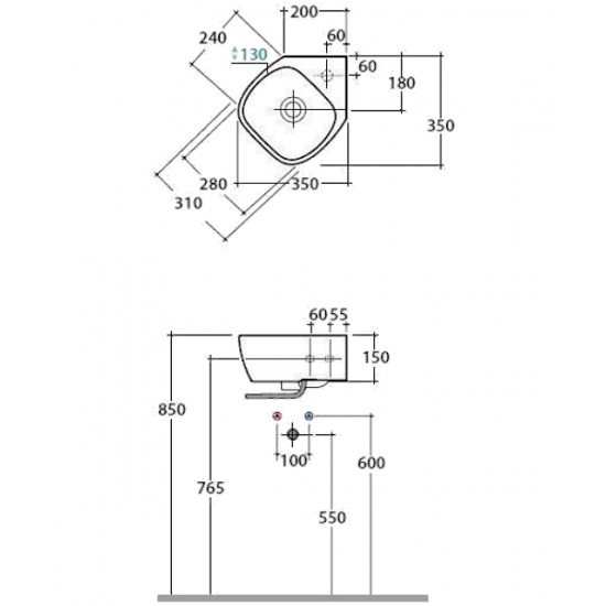 Раковина угловая Globo Genesis GE050