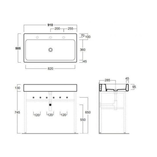 Раковина консоль Simas Frozen U 90 Staron