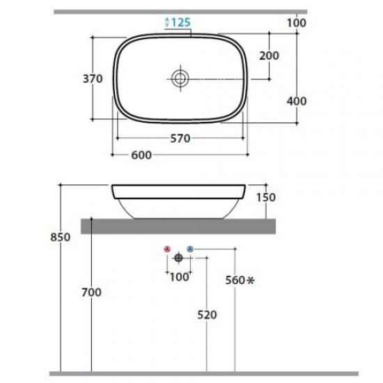 Раковина накладная Globo Genesis GE043 GE043.BI Staron