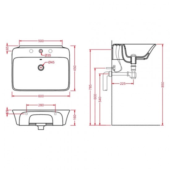 Раковина ArtCeram Cow CWL002