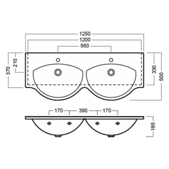 Раковина Hatria Sophie Y0Q501 125х50 см Staron