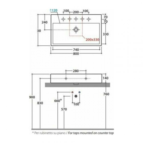 Раковина накладная Globo Classic SCL81 Staron