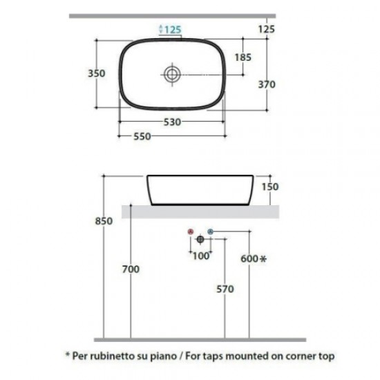Раковина накладная Globo Genesis GE044 GE044.BI Staron