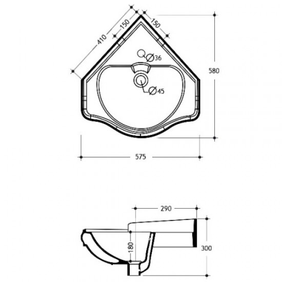 Раковина Migliore Bella 57 см угловая 20608 Staron