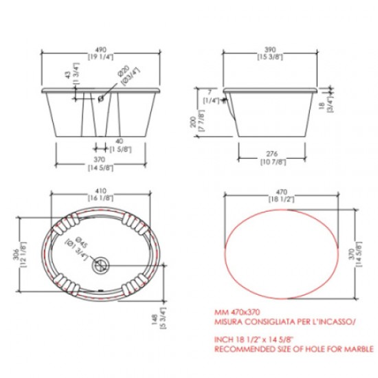 Раковина встраиваемая Devon&Devon Victorian IBLIVIC Staron