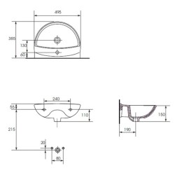 Раковина Cersanit Mito Red 50 S-UM-MIR50/1-w 49.5х38.5 см