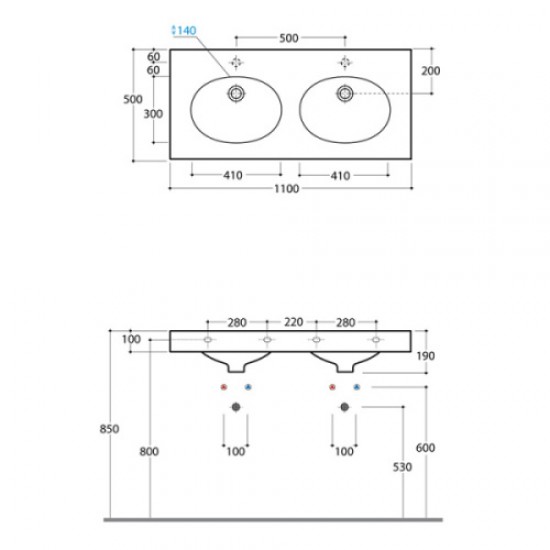 Раковина двойная Globo Bowl+ BP110 Staron