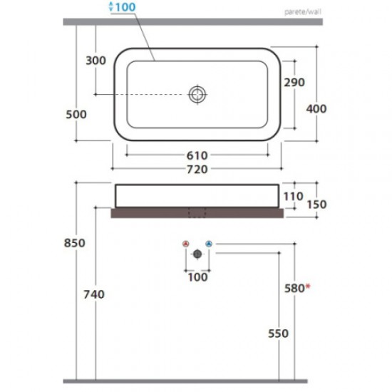Раковина накладная Globo Stone SS024 Staron