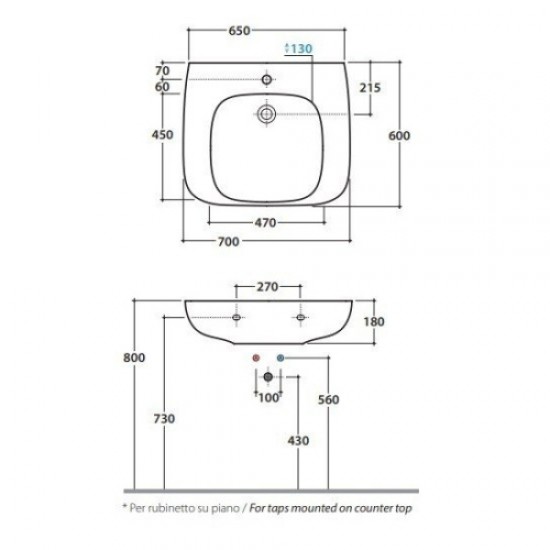 Раковина для инвалидов Globo Argento GEA70 Staron
