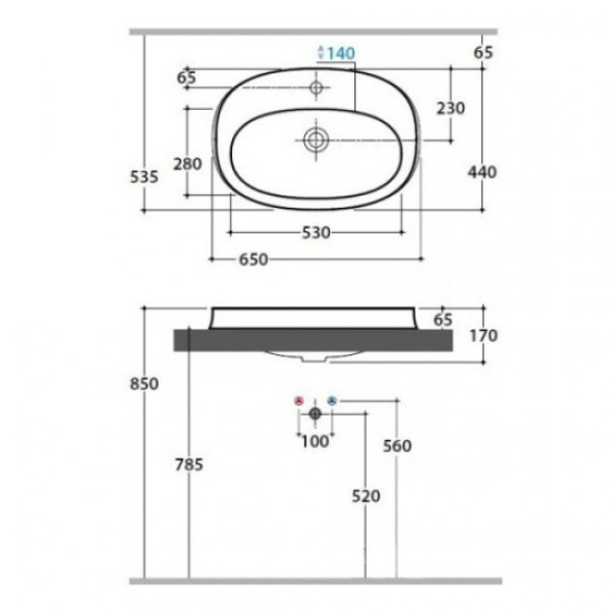 Раковина встраиваемая Globo Affetto AF066 AF066.BI Staron