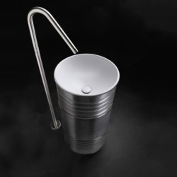 Раковина напольная Kerasan Artwork Barrel белая/серебро 4742K86