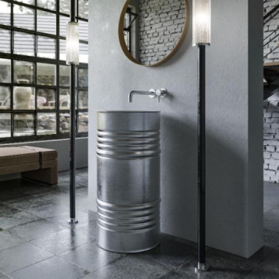 Раковина напольная Kerasan Artwork Barrel белая/серебро 4742K86