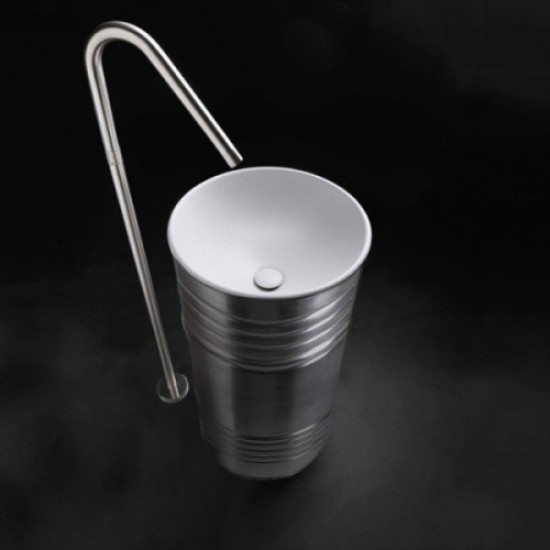 Раковина напольная Kerasan Artwork Barrel белая/серебро 474386 Bianco-plata*0