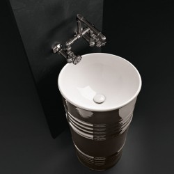 Раковина напольная Kerasan Artwork Barrel белый/платина 4742K44