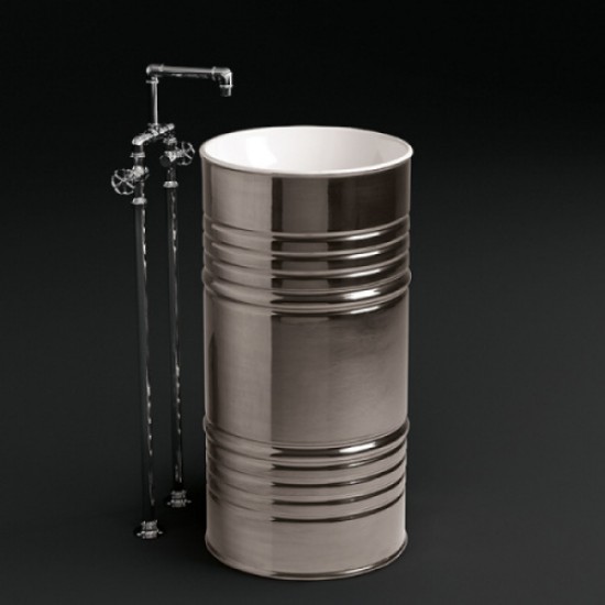 Раковина напольная Kerasan Artwork Barrel белый/платина 4742K44