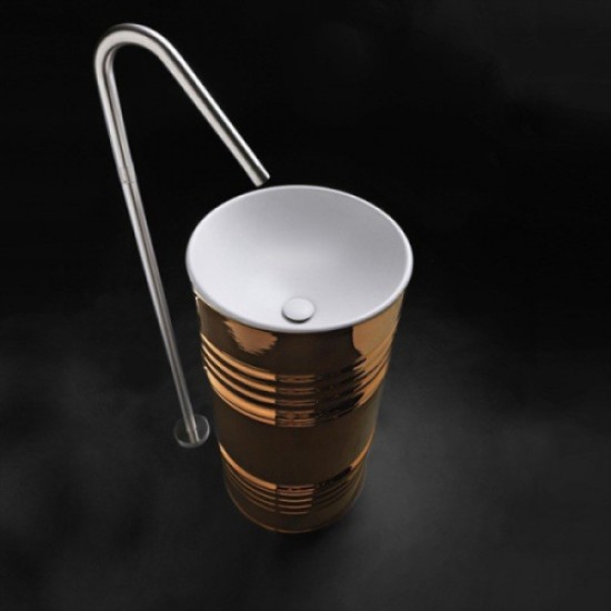 Раковина напольная Kerasan Artwork Barrel белая/бронза 4742K87 Bianco-bronzo*0