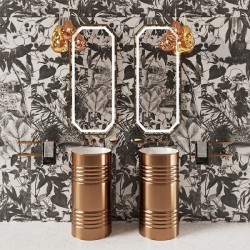 Раковина напольная Kerasan Artwork Barrel белый/розовое золото 474380 Bianco-oro rosa *0